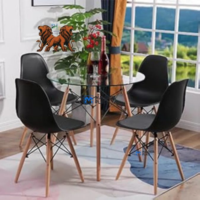 Modern dining glass table plus 4 chairs