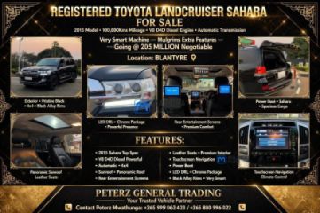 REGISTER TOYOTA LAND CRUISER SAHARA - Buy in Malawi