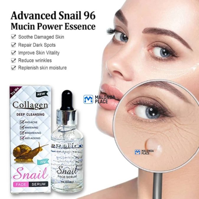 Snail collagen face serum and soap