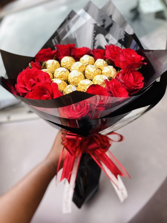 Chocolate + Fresh roses