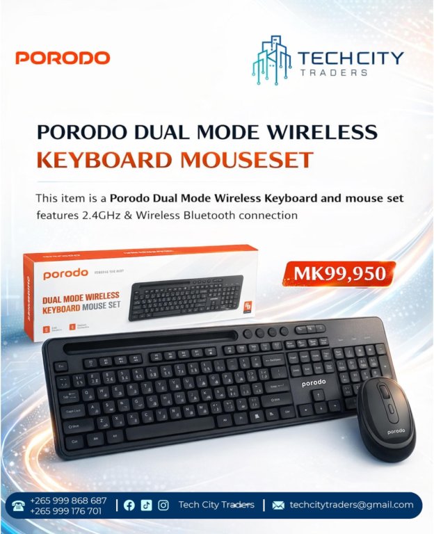 Porodo Dual Mode Wireless Keyboard & Mouse Set