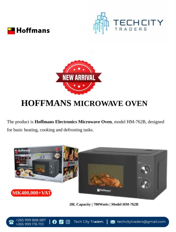 Hoffmans Microwave Oven HM-762B, 20L, 700Watts