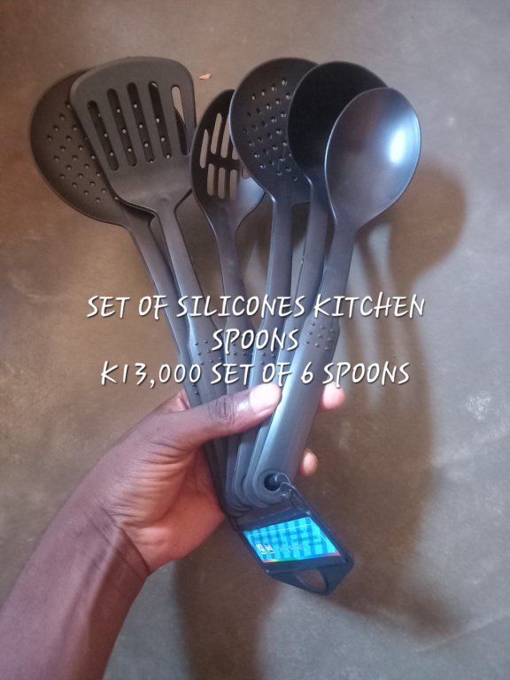Set of silicone kitchen spoons