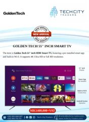 Golden Tech 55" HDR Smart TV for sale in Blantyre Market, Blantyre, Malawi