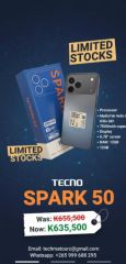 Tecno Spark 50 for sale in Chinkhoma, Kasungu, Malawi