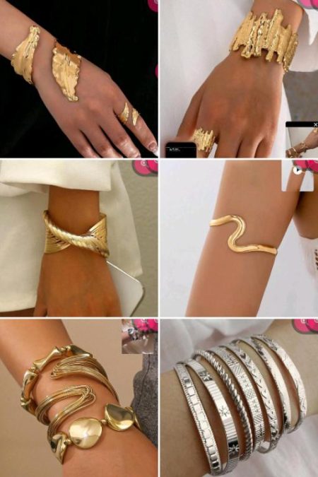 Bangles, arm cuff, earrings and clip-ons