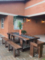 Oak Dinning Set 8 seater, custom design table, 4 Chairs, with 2 Benches - Buy in Malawi