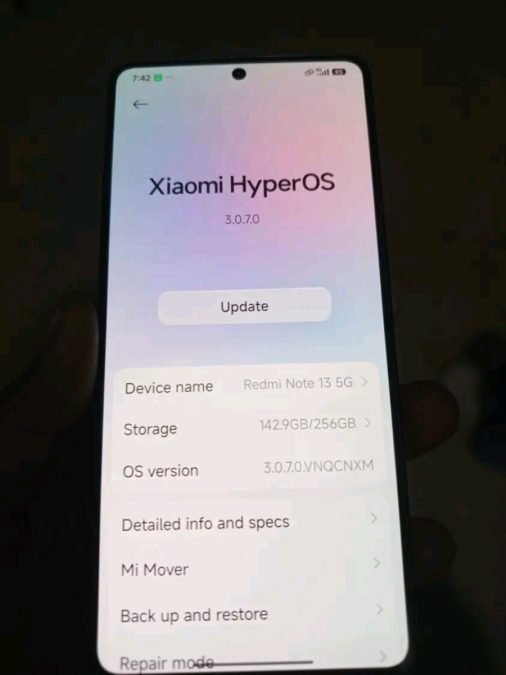 Redmi xaomie note 13 5g network