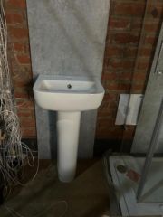 White Ceramic D‑Shaped Basin & Pedestal - Buy in Malawi