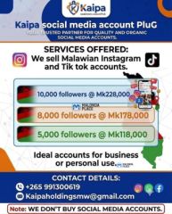 Social media accounts for sale for sale in Nyambadwe, Blantyre, Malawi